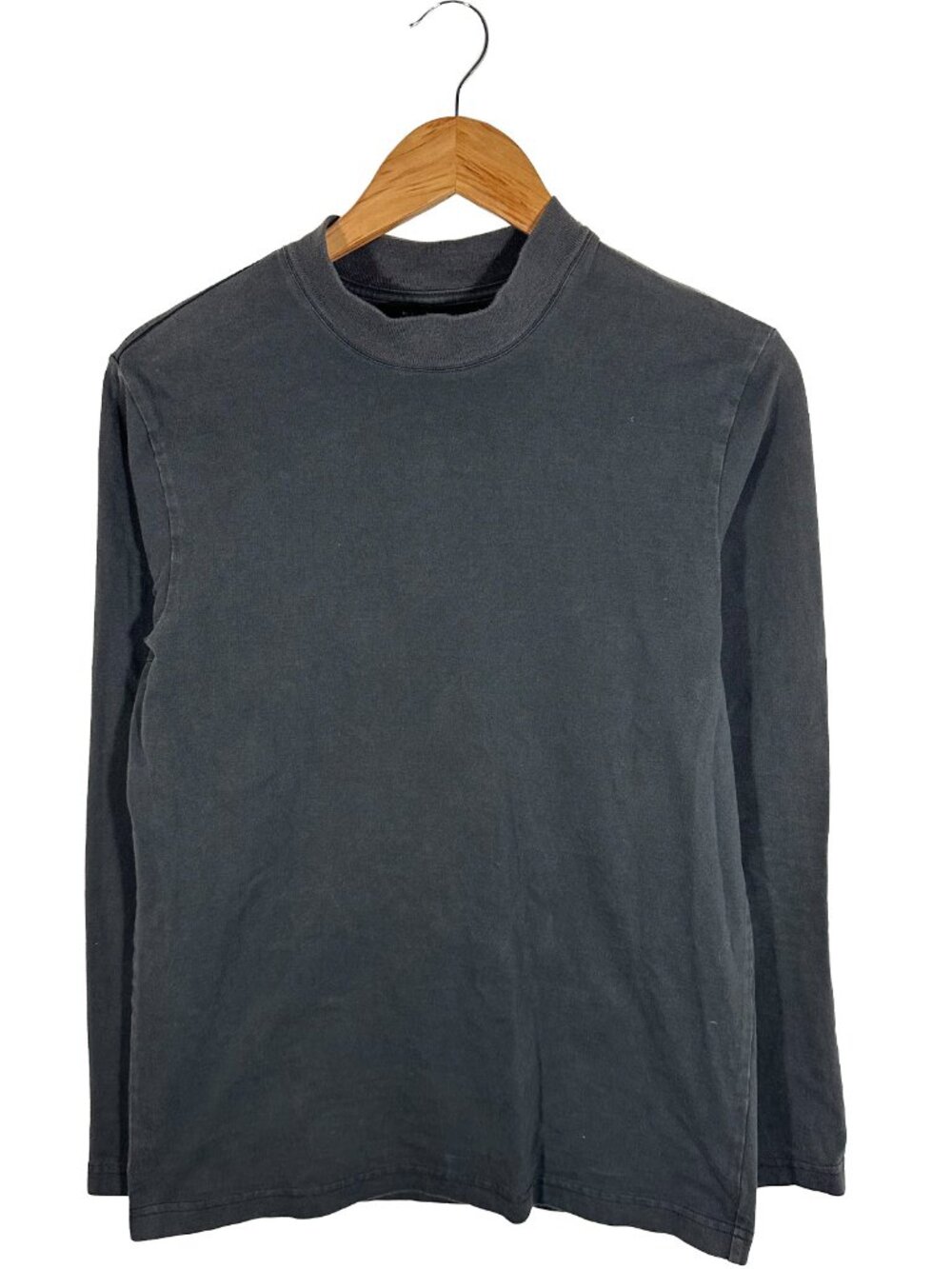 wings+horns Charcoal Gray Mock Neck Cotton Shirt Size Mens M